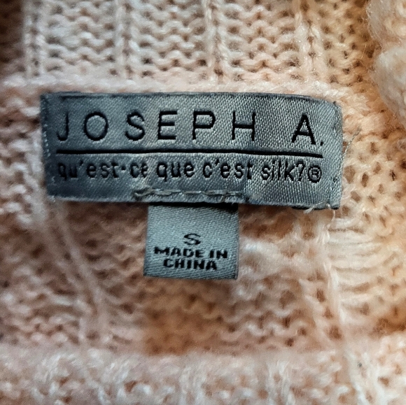 Joseph A - Peach, Cowl Neck, Cable Knit Sweater with Loose Fit Waist - Size S - Picture 4 of 6